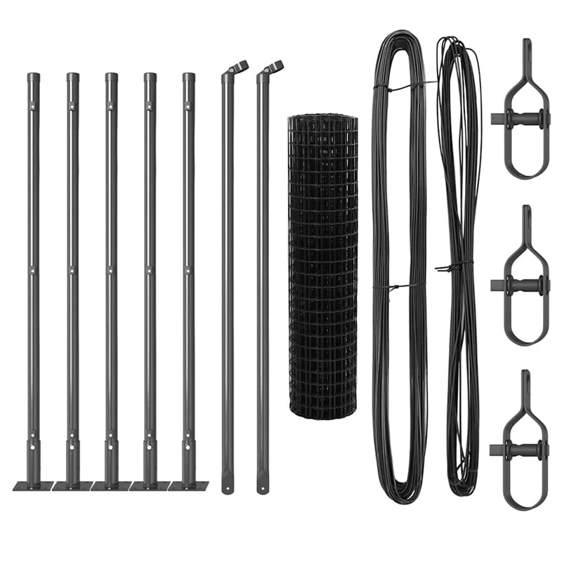 vidaXL Kerítés oszlopokkal Szürke 0,4 x 10 m Acél