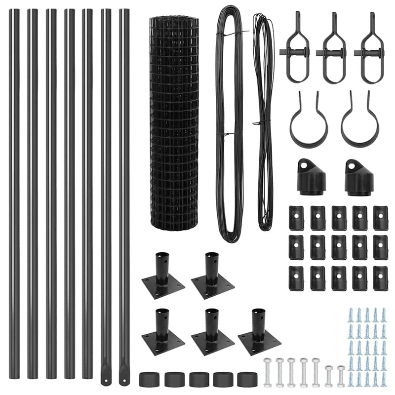 vidaXL Kerítés oszlopokkal Szürke 0,6 x 10 m Acél