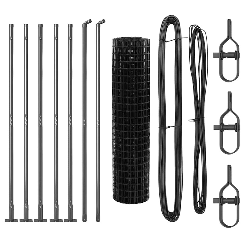 vidaXL Kerítés oszlopokkal Szürke 0.8 x 10 m Acél