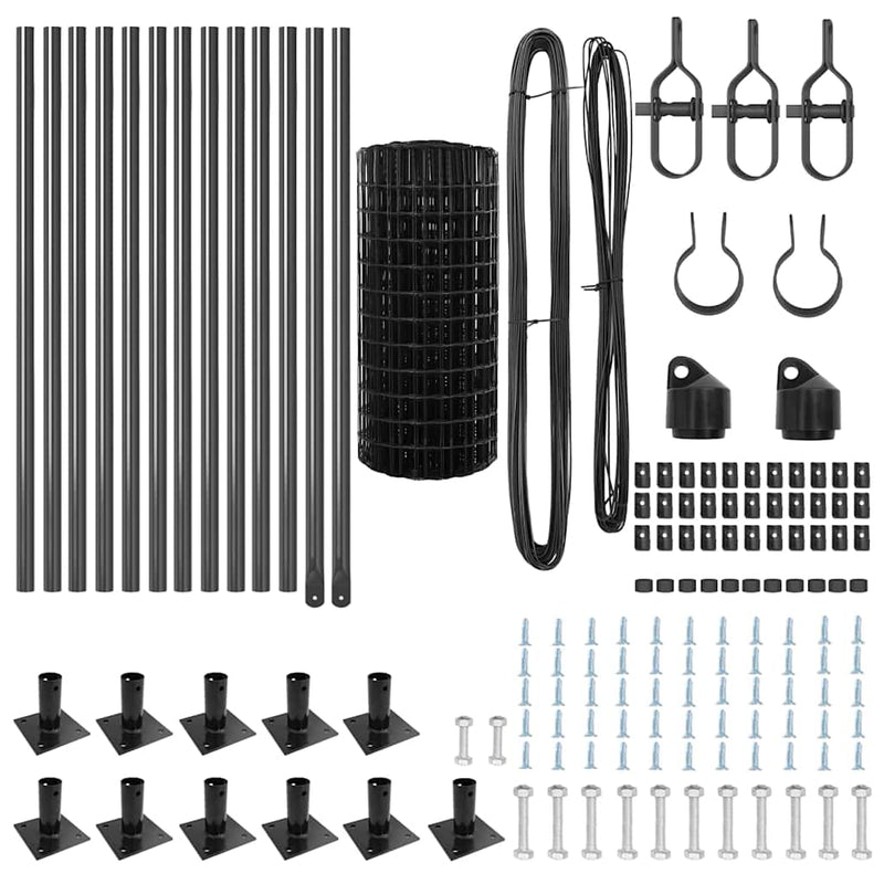 vidaXL Kerítés oszlopokkal Szürke 0,4 x 25 m Acél