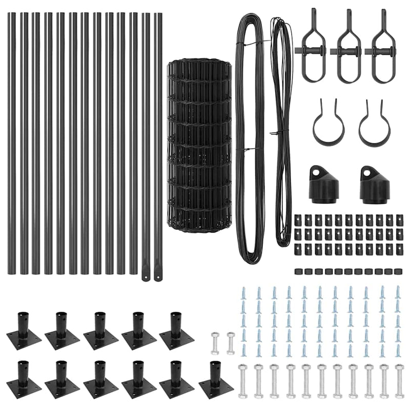 vidaXL Kerítés oszlopokkal Szürke 0,6 x 25 m Acél
