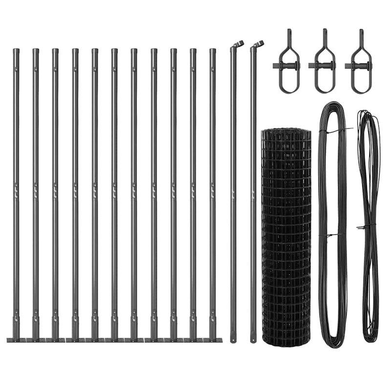 vidaXL Kerítés oszlopokkal Szürke 1.2 x 25 m Acél