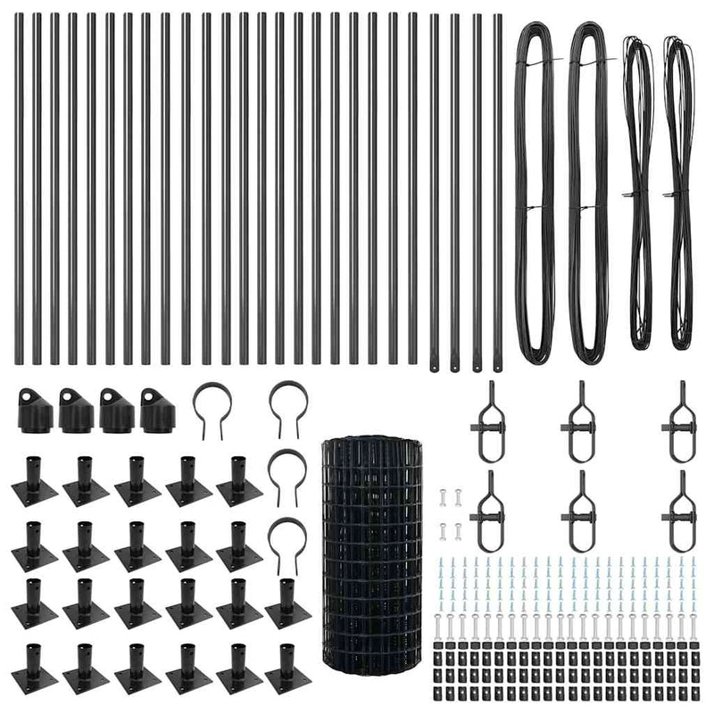 vidaXL Kerítés oszlopokkal Szürke 0.4 x 50 m Acél
