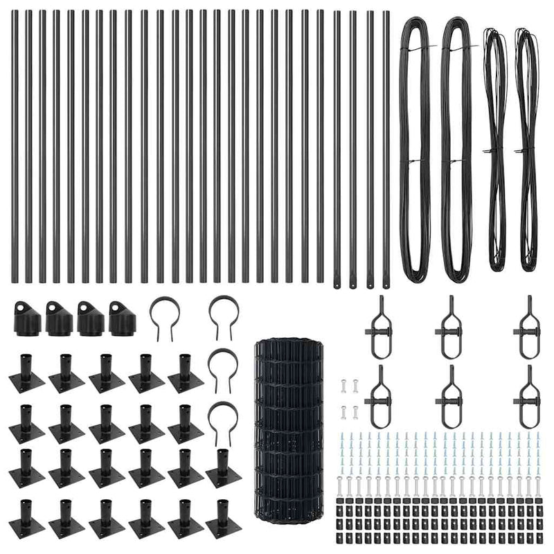 vidaXL Kerítés oszlopokkal Szürke 0.4 x 50 m Acél