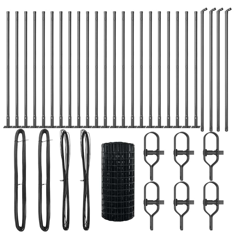 vidaXL Kerítés oszlopokkal Szürke 0.6 x 50 m Acél