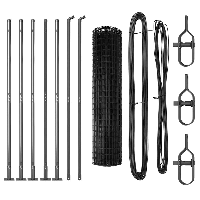 vidaXL Kerítés oszlopokkal Szürke 1.2 x 10 m Acél