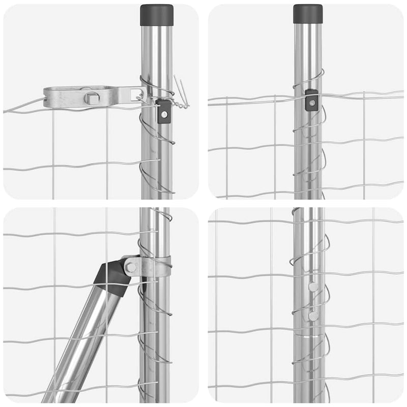 vidaXL Kerítés oszlopokkal Ezüst 1.4 x 10 m Acél
