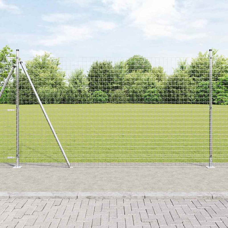 vidaXL Kerítés oszlopokkal Ezüst 1.4 x 10 m Acél