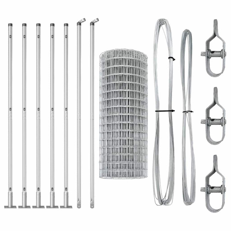 vidaXL Kerítés oszlopokkal Ezüst 1.4 x 10 m Acél