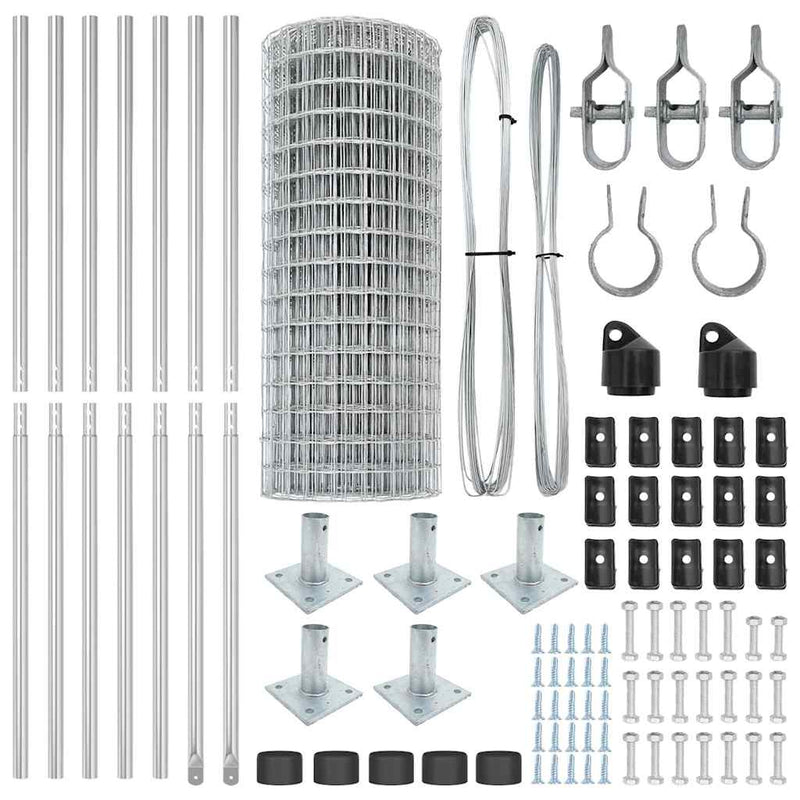 vidaXL Kerítés oszlopokkal Ezüst 1.4 x 10 m Acél