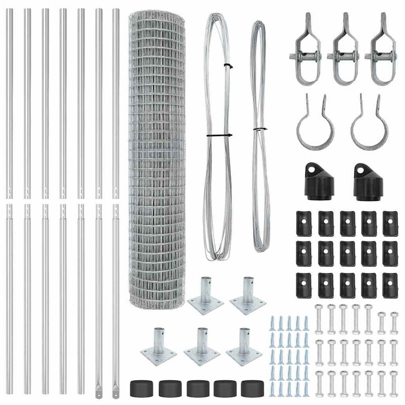 vidaXL Kerítés oszlopokkal Ezüst 1.5 x 10 m Acél