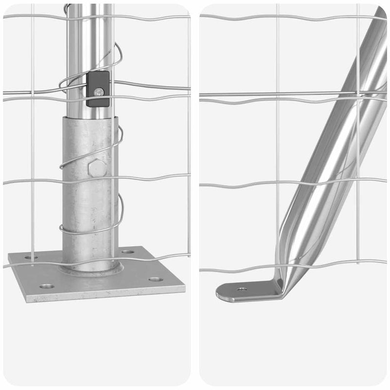 vidaXL Kerítés oszlopokkal Ezüst 1.6 x 10 m Acél