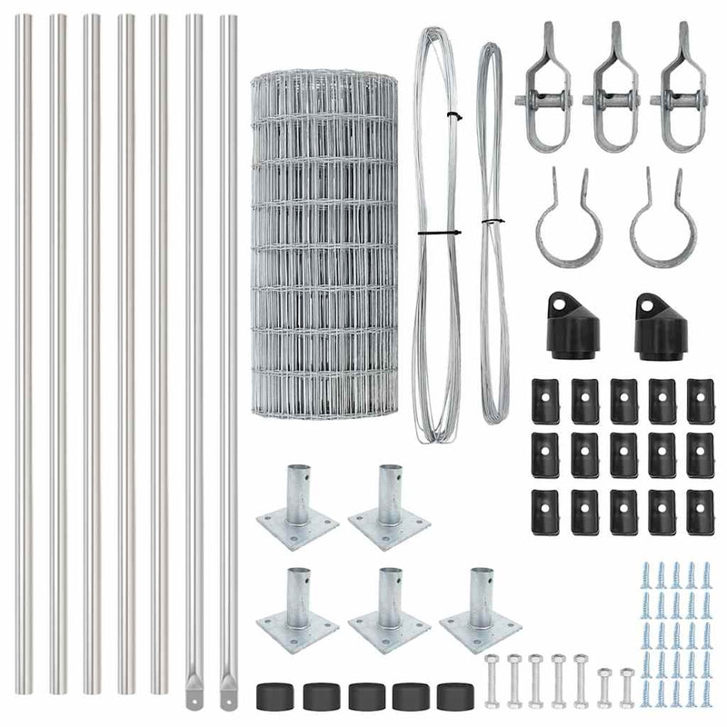 vidaXL Kerítés oszlopokkal Ezüst 0,6 x 10 m Acél