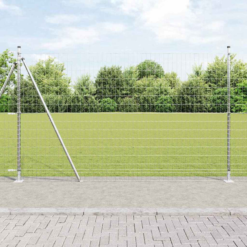 vidaXL Kerítés oszlopokkal Ezüst 1.4 x 10 m Acél