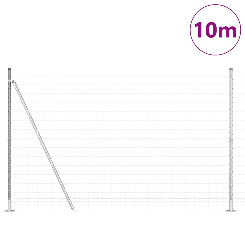 vidaXL Kerítés oszlopokkal Ezüst 1.4 x 10 m Acél