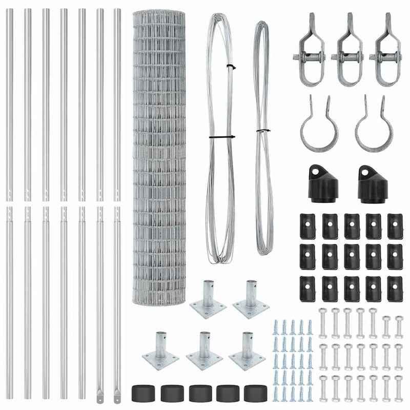 vidaXL Kerítés oszlopokkal Ezüst 1.6 x 10 m Acél