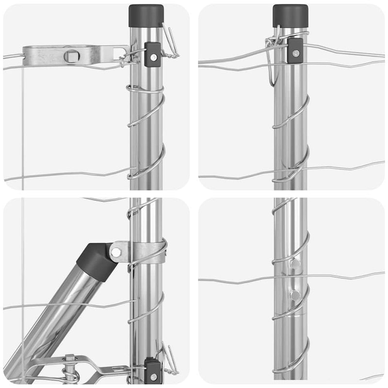 vidaXL Kerítés oszlopokkal Ezüst 1.2 x 10 m Acél