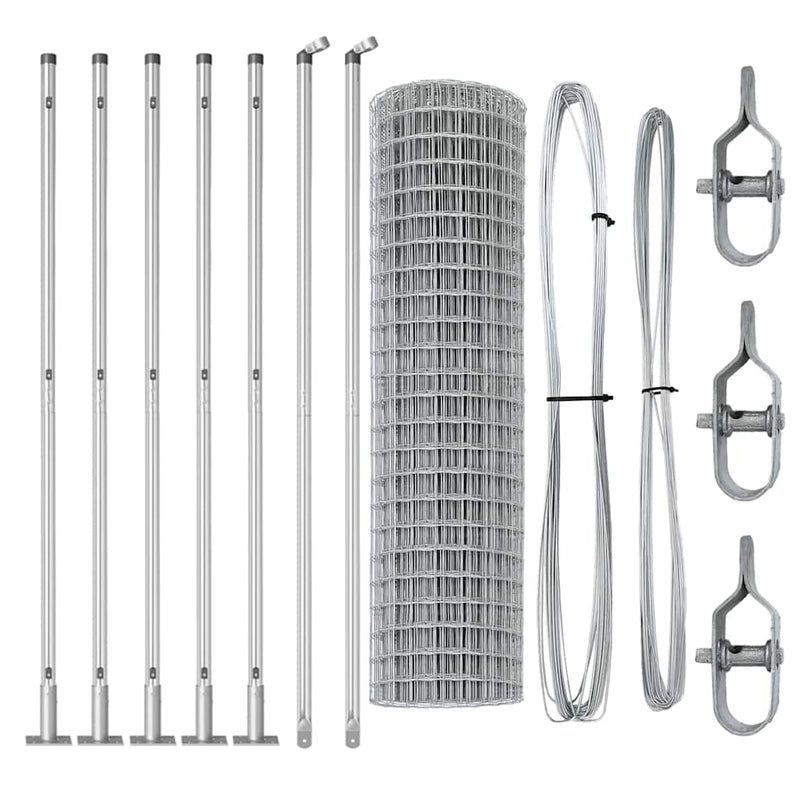 vidaXL Kerítés oszlopokkal Ezüst 1.2 x 10 m Acél
