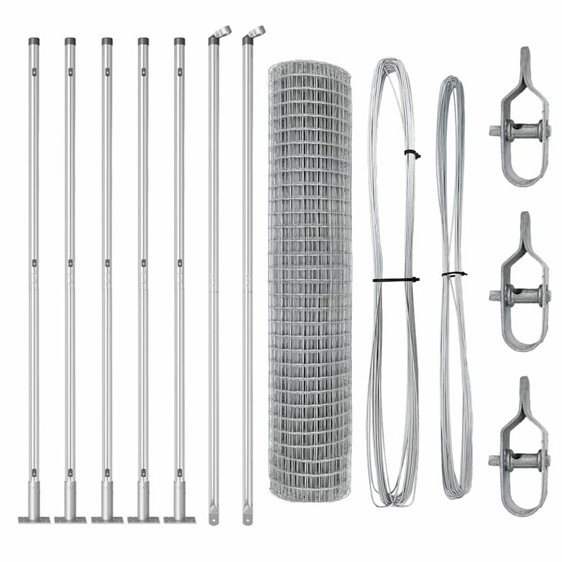 vidaXL Kerítés oszlopokkal Ezüst 1.4 x 10 m Acél
