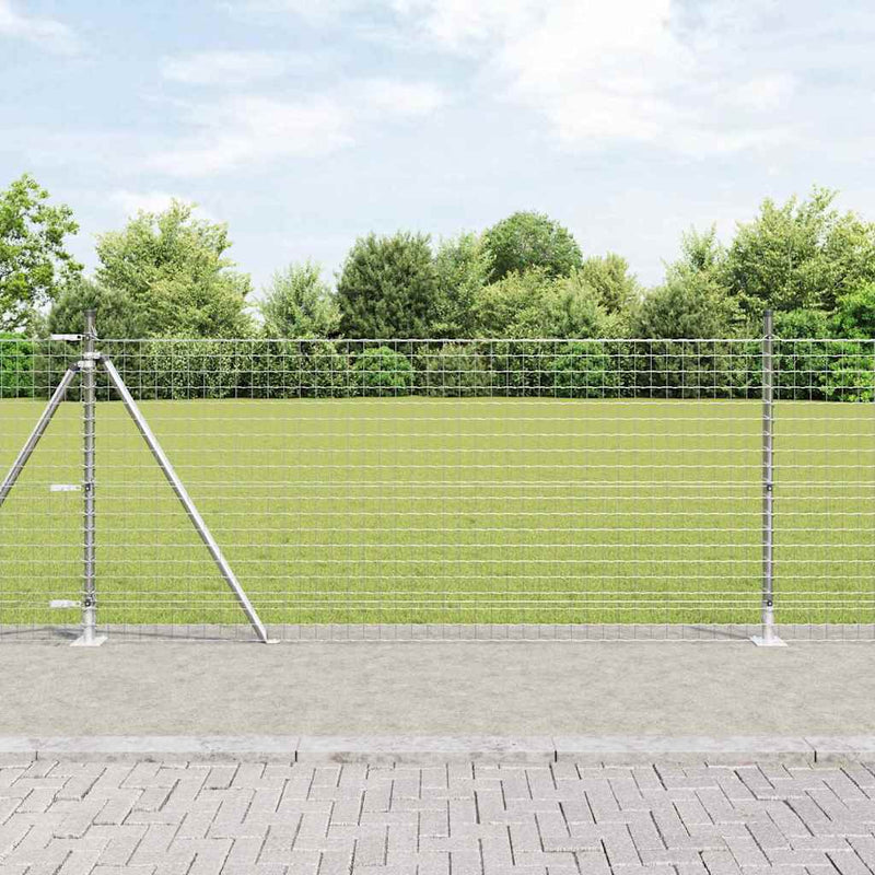 vidaXL Kerítés oszlopokkal Ezüst 0.8 x 25 m Acél