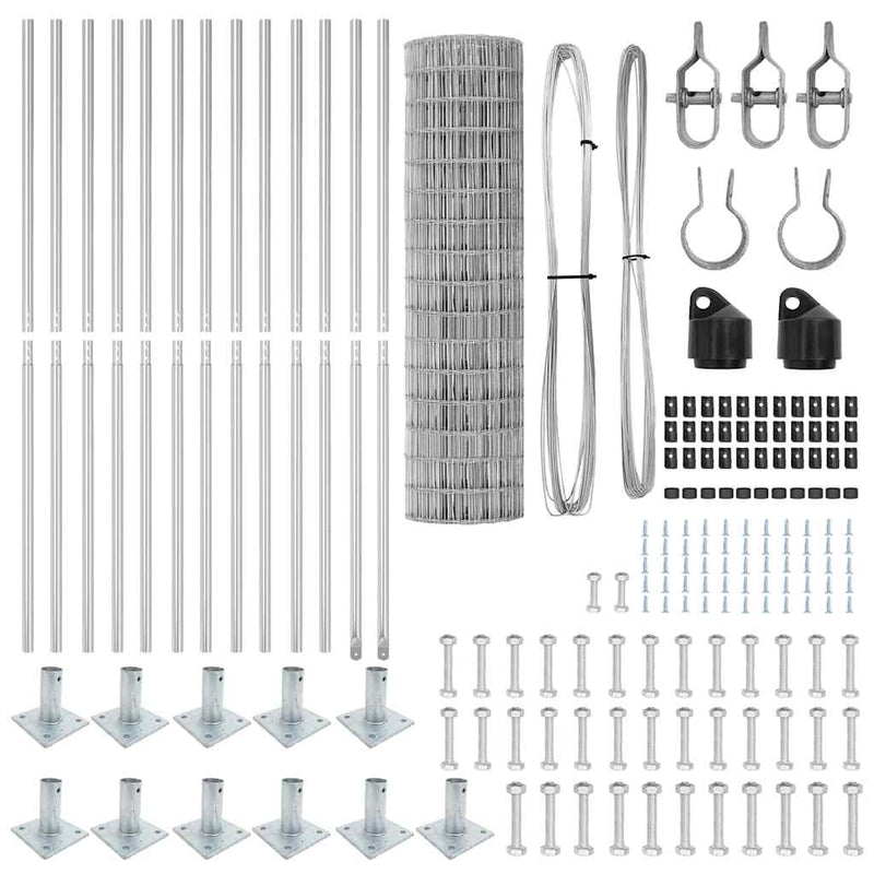 vidaXL Kerítés oszlopokkal Ezüst 0.8 x 25 m Acél