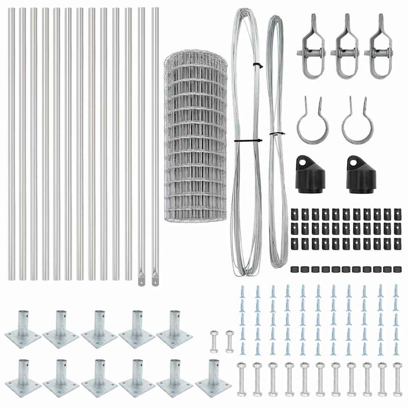 vidaXL Kerítés oszlopokkal Ezüst 0.4 x 50 m Acél