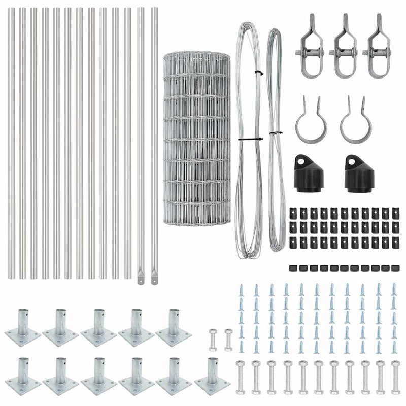 vidaXL Kerítés oszlopokkal Ezüst 0.4 x 50 m Acél