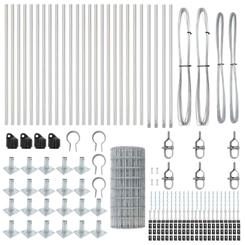 vidaXL Kerítés oszlopokkal Ezüst 0.4 x 50 m Acél