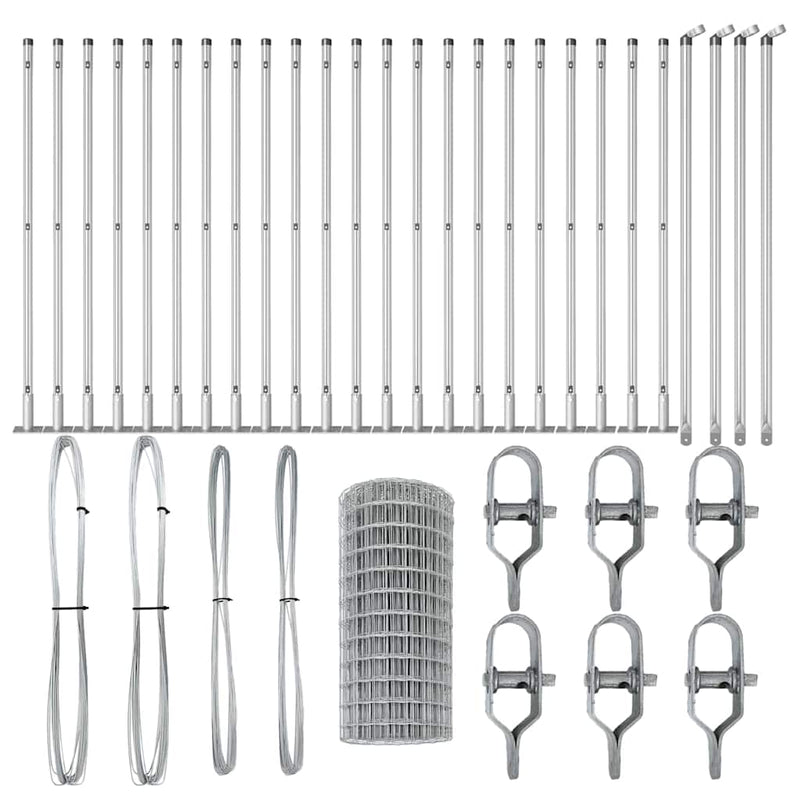 vidaXL Kerítés oszlopokkal Ezüst 0.4 x 50 m Acél