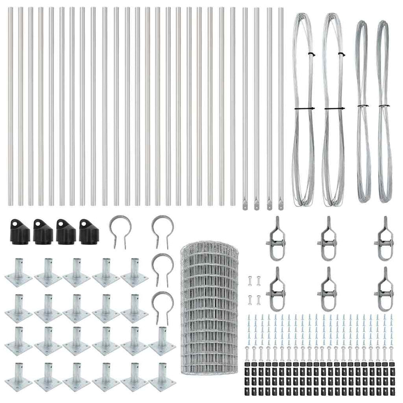 vidaXL Kerítés oszlopokkal Ezüst 0.6 x 50 m Acél