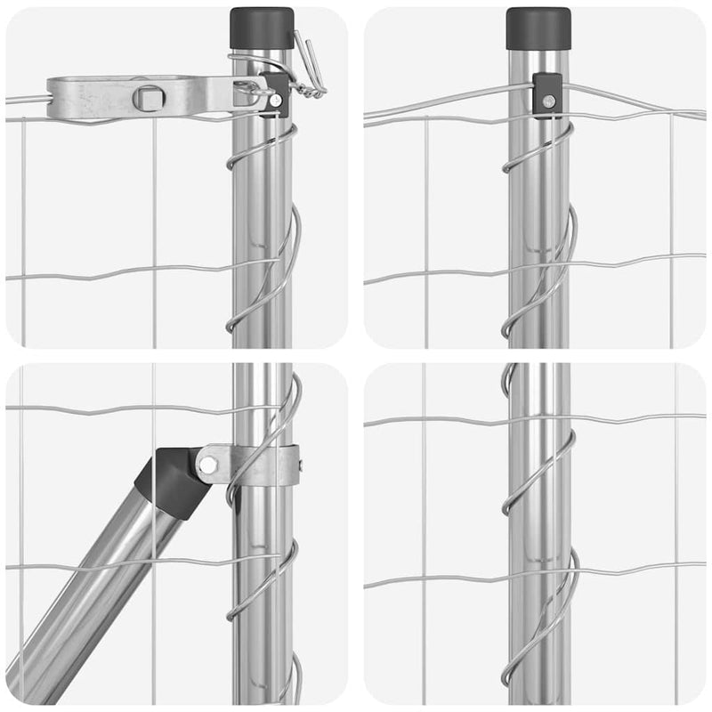 vidaXL Kerítés oszlopokkal Ezüst 0.4 x 50 m Acél