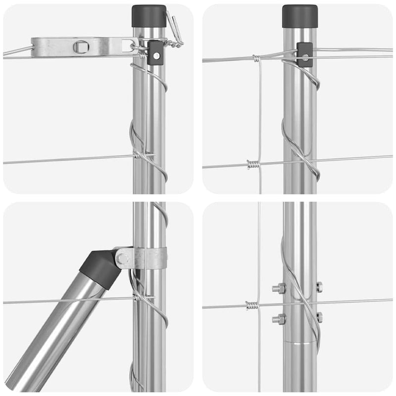 vidaXL Legelőkerítés Ezüst 25 x 1.6 m Horganyzott acél