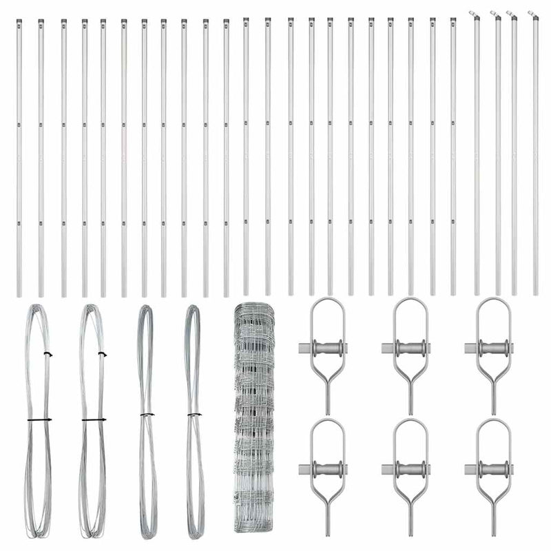 vidaXL Legelőkerítés Ezüst 50 x 1 m Horganyzott acél