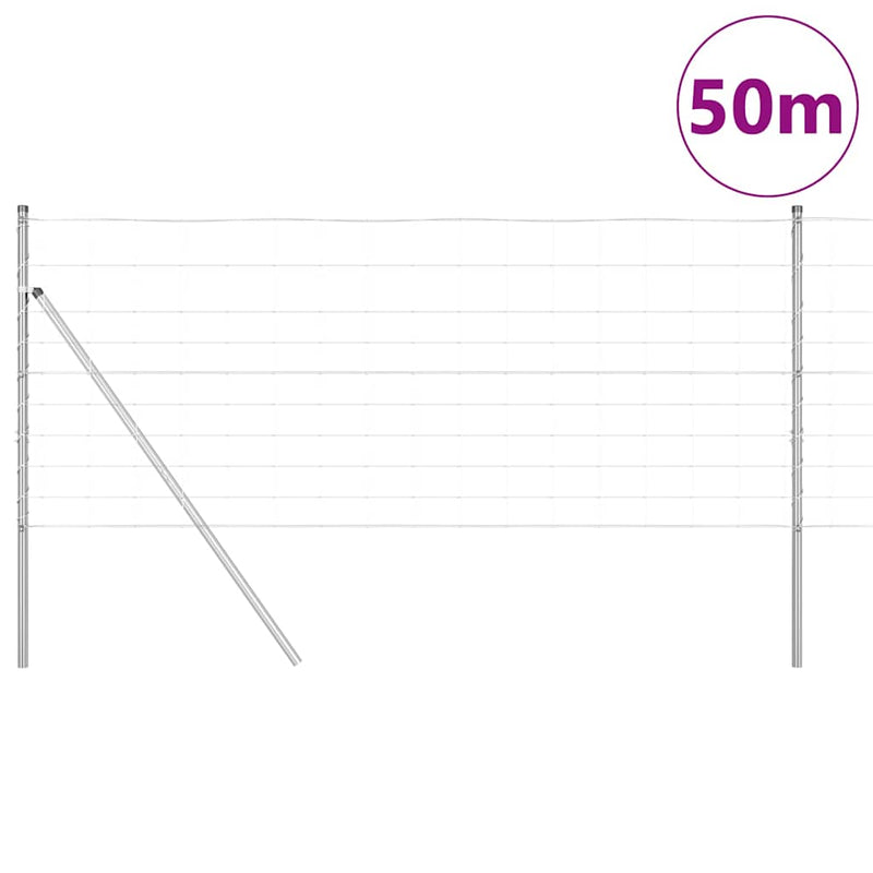 vidaXL Legelőkerítés Ezüst 50 x 1 m Horganyzott acél