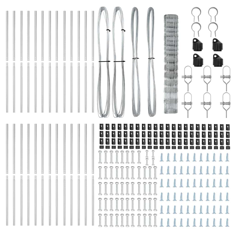 vidaXL Legelőkerítés Ezüst 50 x 1.2 m Horganyzott acél