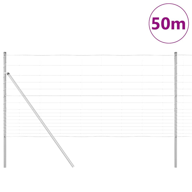 vidaXL Legelőkerítés Ezüst 50 x 1.2 m Horganyzott acél