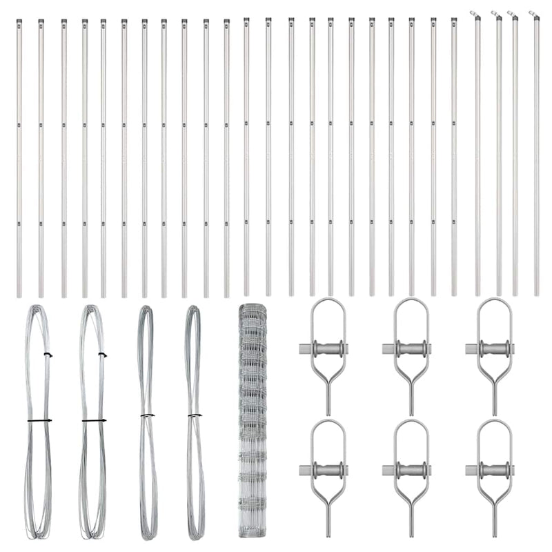 vidaXL Legelőkerítés Ezüst 50 x 1.5 m Horganyzott acél