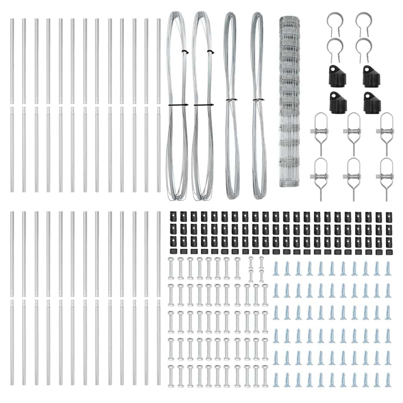 vidaXL Legelőkerítés Ezüst 50 x 1.5 m Horganyzott acél