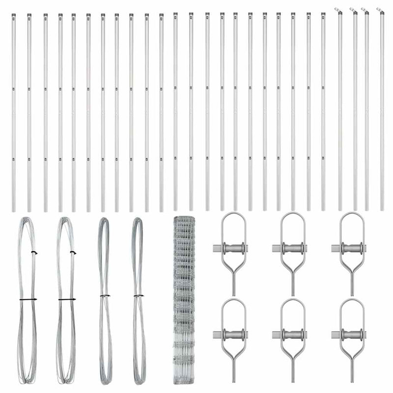 vidaXL Legelőkerítés Ezüst 50 x 1.5 m Horganyzott acél