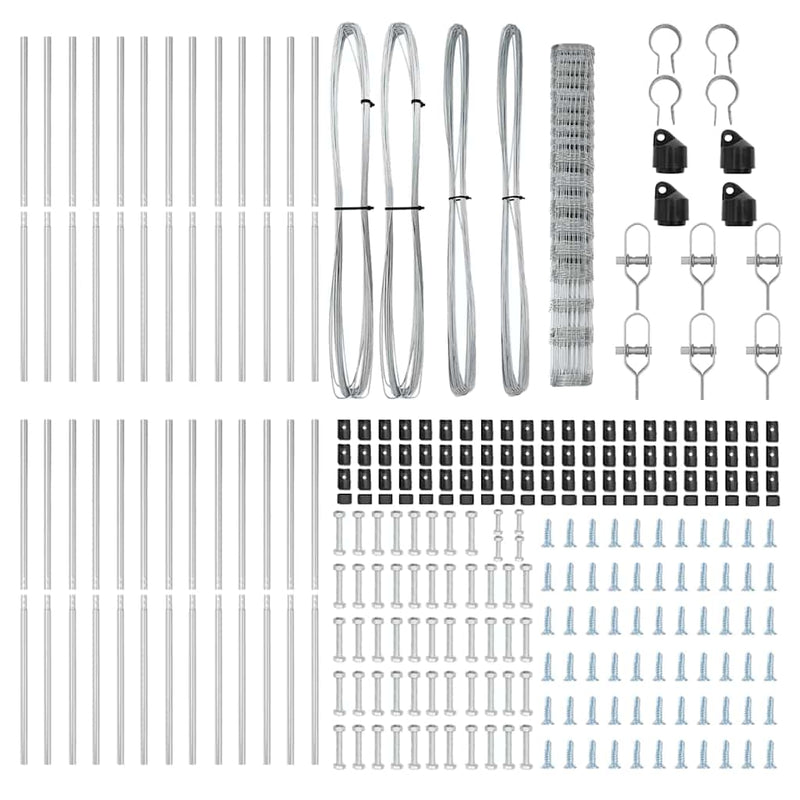 vidaXL Legelőkerítés Ezüst 50 x 1.5 m Horganyzott acél