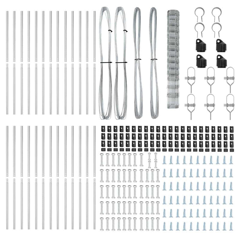 vidaXL Legelőkerítés Ezüst 50 x 1.6 m Horganyzott acél