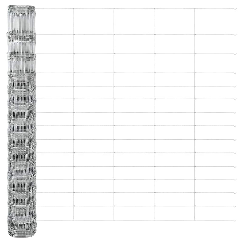 vidaXL Legelőkerítés Ezüst 50 x 1.6 m Horganyzott acél