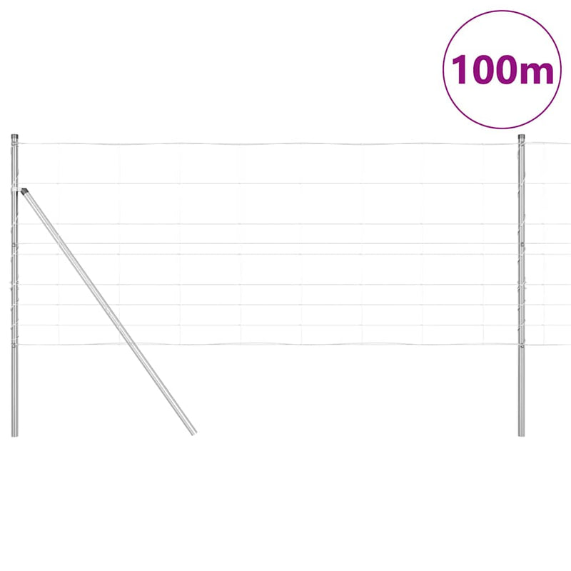 vidaXL Legelőkerítés Ezüst 100 x 1 m Horganyzott acél