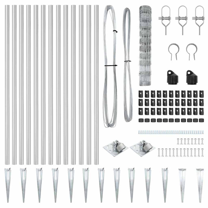 vidaXL Legelőkerítés Ezüst 25 x 1 m Horganyzott acél