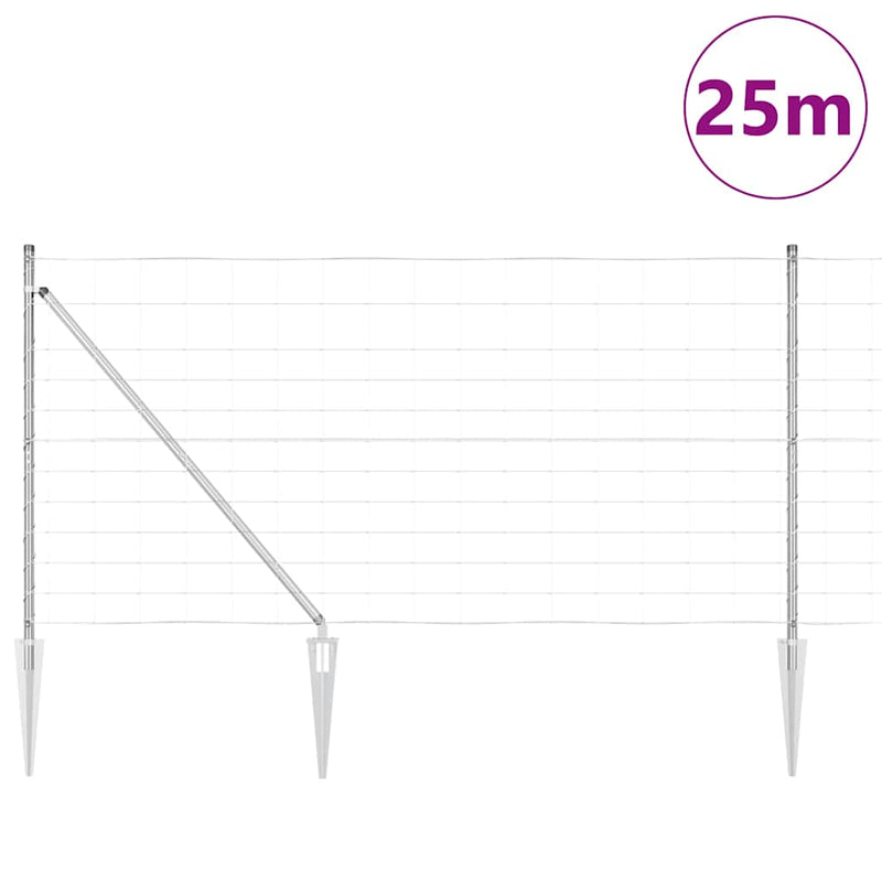 vidaXL Legelőkerítés Ezüst 25 x 1.2 m Horganyzott acél