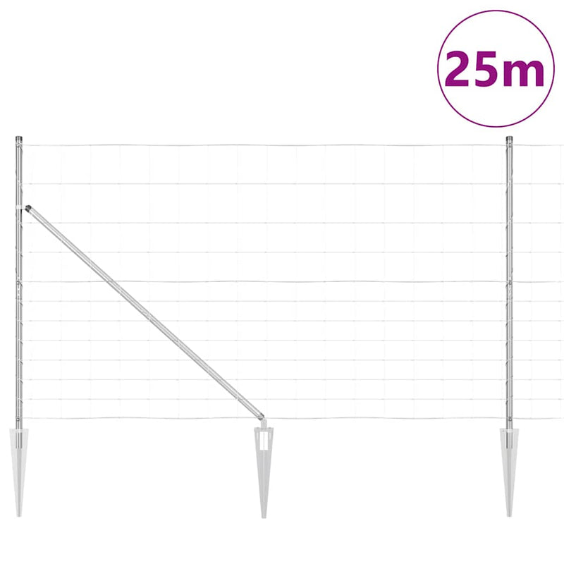 vidaXL Legelőkerítés Ezüst 25 x 1.4 m Horganyzott acél