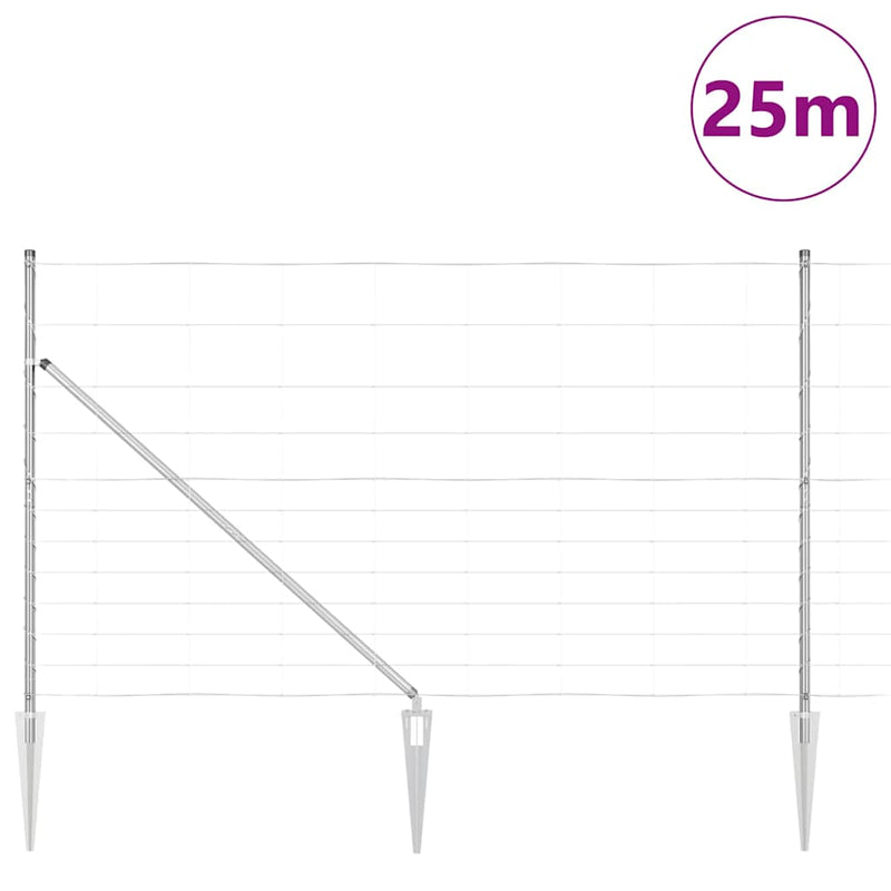 vidaXL Legelőkerítés Ezüst 25 x 1.4 m Horganyzott acél