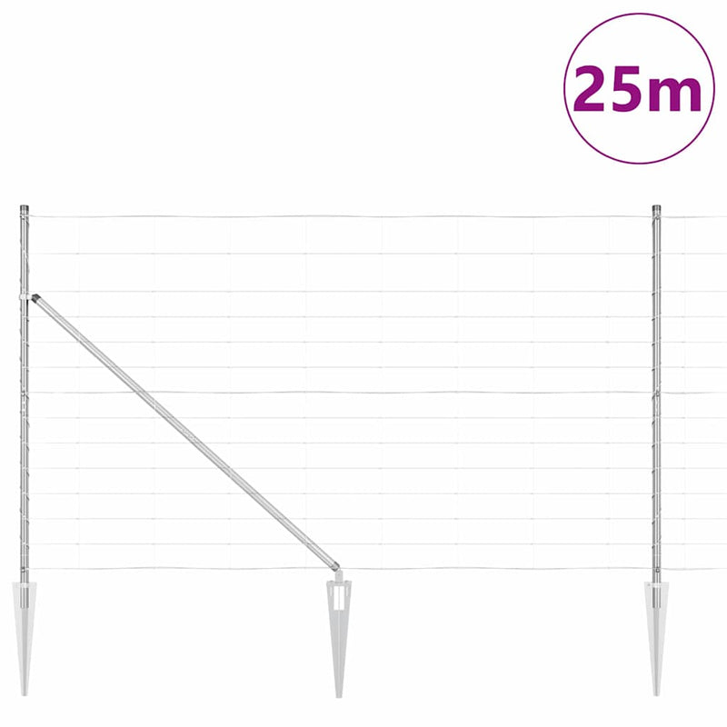 vidaXL Legelőkerítés Ezüst 25 x 1.4 m Horganyzott acél