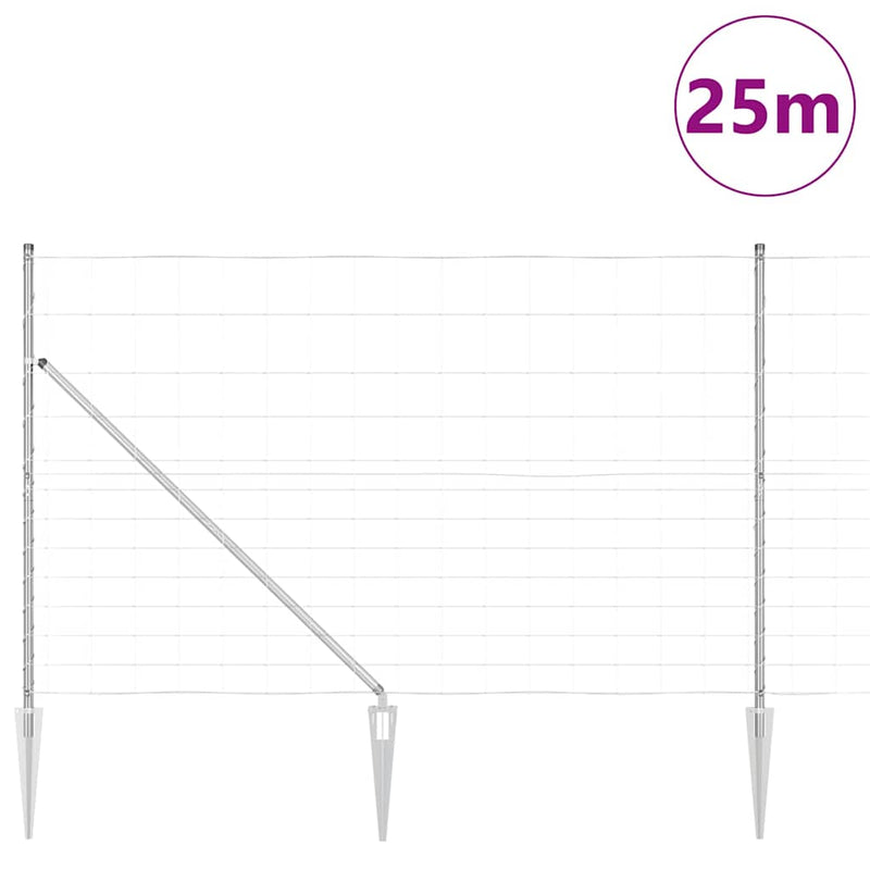 vidaXL Legelőkerítés Ezüst 25 x 1.5 m Horganyzott acél