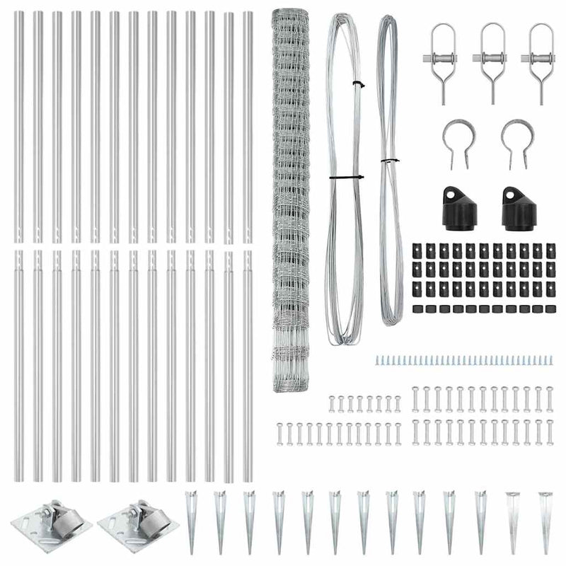 vidaXL Legelőkerítés Ezüst 25 x 1.6 m Horganyzott acél